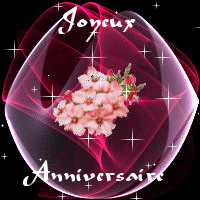 gif joyeux anniversaire étoiles et fleurs